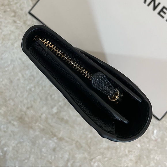 New Coach Genuine Pebble Leather Slim Flap Continental black Wallet large long - Picture 7 of 11